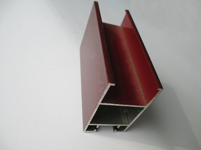 Red Rosewood Transfer Aluminium Profile System , Aluminium Sliding Door Profiles ISO Proved