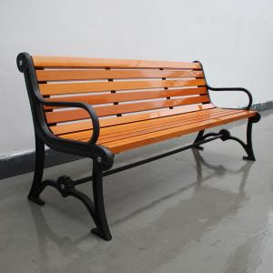 Quality Solid Timber Outdoor Wooden Bench Surface Mounted Type With Black Steel Frame wholesale