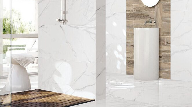 Wear - Resistant Marble Look Ceramic Floor Tile For Living Room