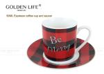 Printable Espresso Coffee Mugs Cup / Saucer Straight Shape With Red Grid Design