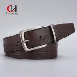 125cm Mens Embossed Leather Belt Zinc Alloy Needle Buckle Vintage