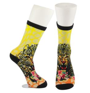 Quality Yellow Anti Slip Custom Printed Socks , Eco - Friendly Soft Cute Printed Socks wholesale