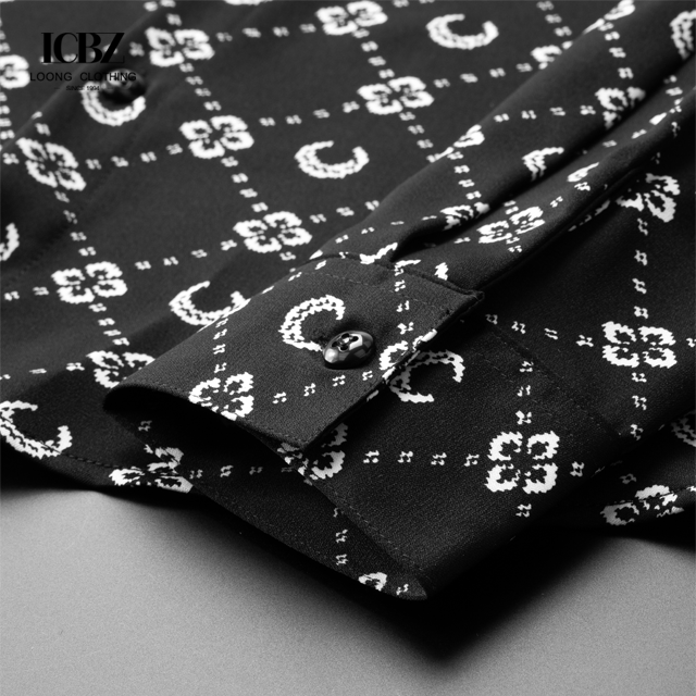 Cotton Printed Letter Custom Long Sleeve Men's Shirts for Fashionable Leisure Spring