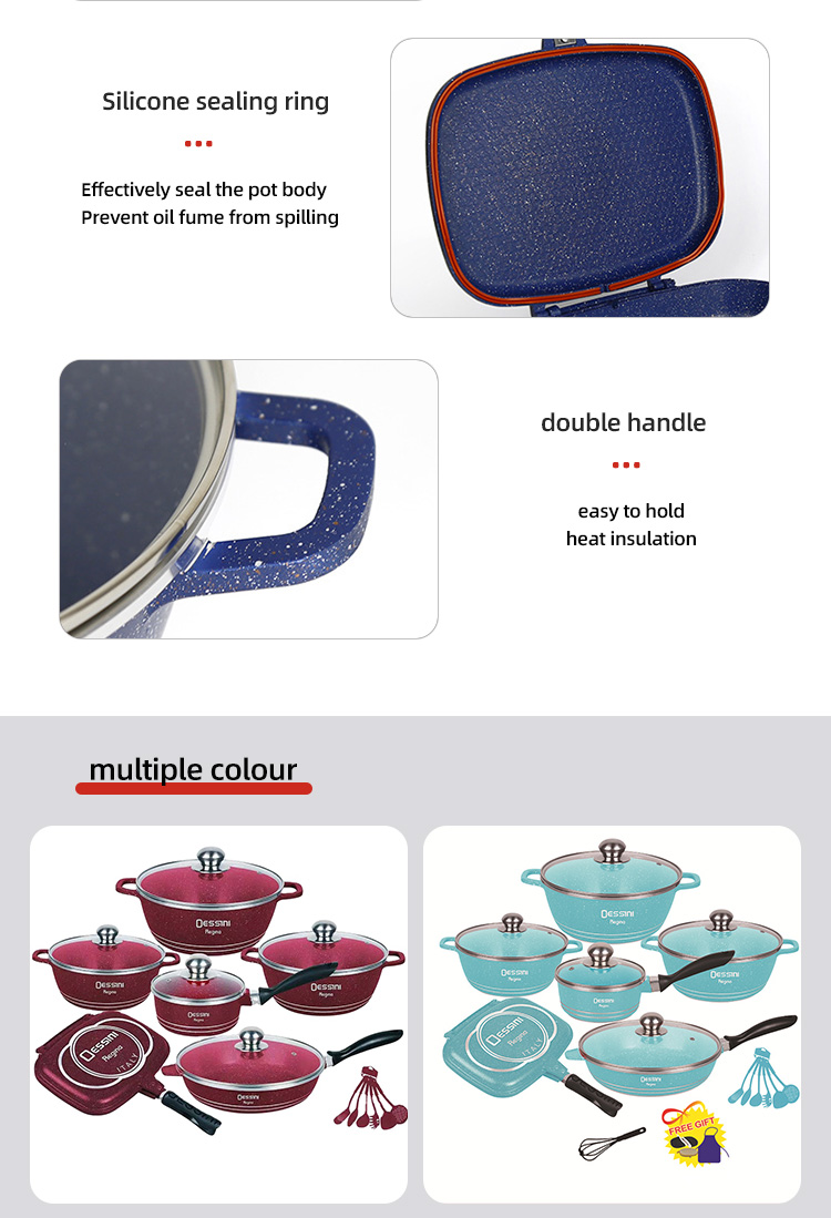Hot Selling Multicolor pans and pots Kitchen Cooking Pot Sets Aluminum Non-Stick Cookware Pot Sets