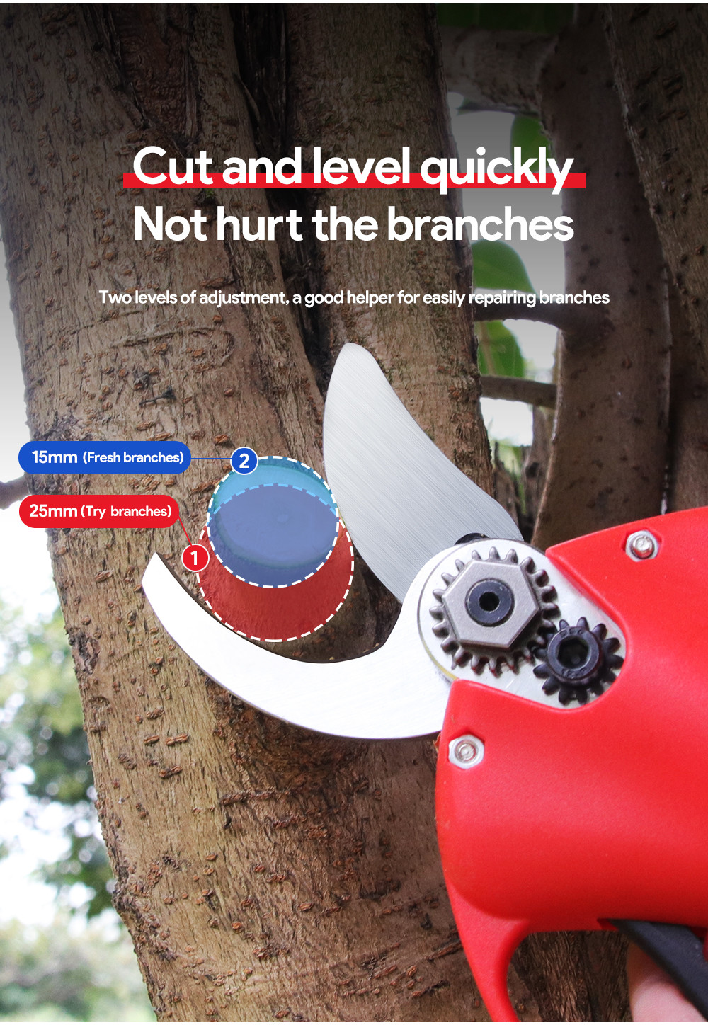 Swansoft 16.8V 2.5CM Battery Cordless Orchard Vineyard Pruner Trimming Scissors Garden Electric Pruning Shears