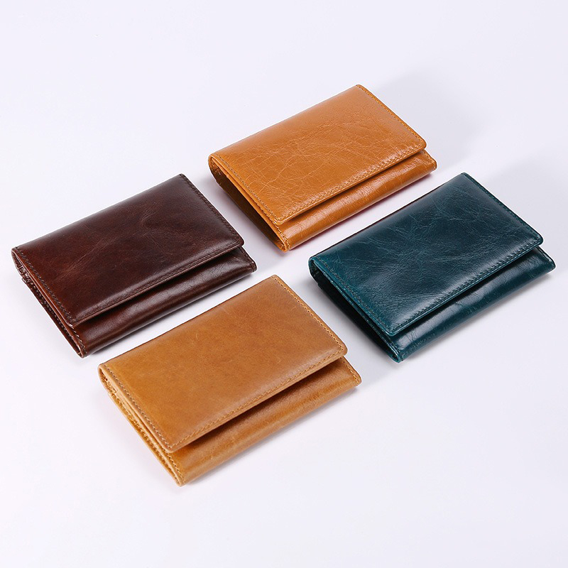 Vintage Genuine Waxy Leather Multi-functional RFID Credit Card Holder Wallet for Men