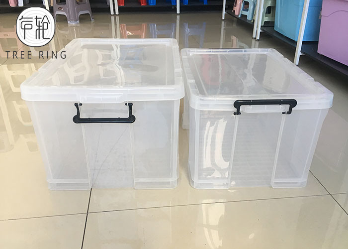 Clear / Transparent Collapsible Plastic Crate Lightweight 45l For Office