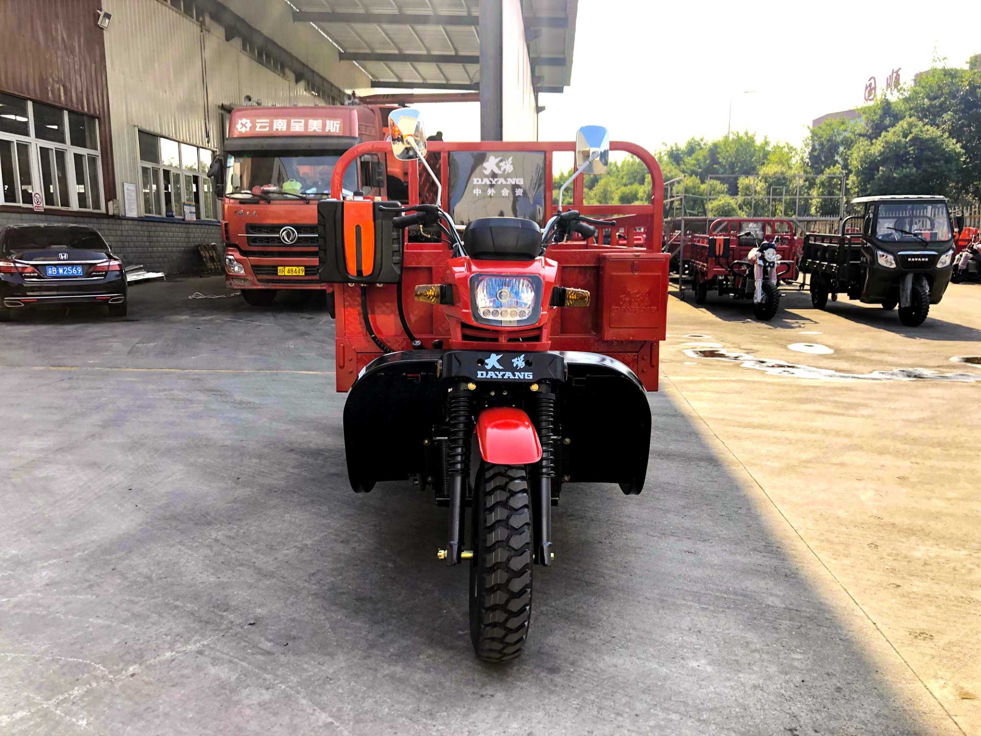 DAYANG 300cc Motorcycle Tricycle 5 3 Rear Spring Leafs Open Body Type Red Cargo Adult