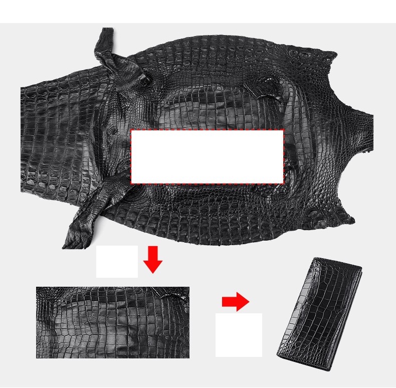 Genuine Crocodile Belly Skin Businessmen Suits Clutch Wallet Authentic Alligator Leather Lining Male Long Card Purse