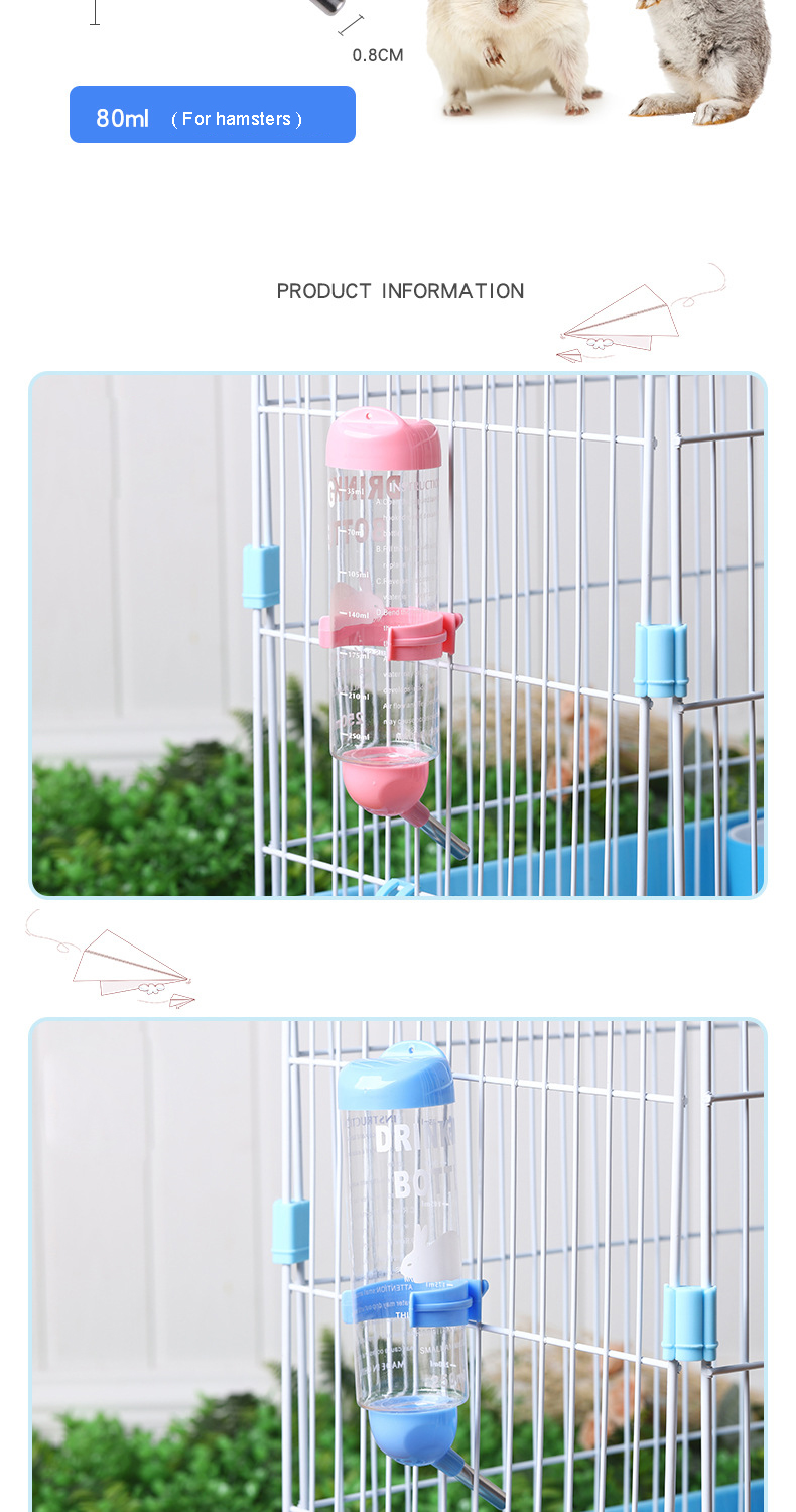 Plastic Water Bottle for Small Animals LCD Display 125ml like Hamsters and Rabbits