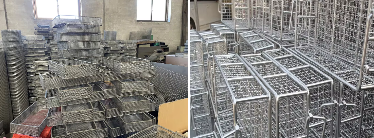 Stainless Steel Medical Sterilization Metal Mesh Basket With Locking Lid