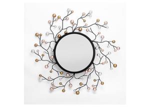 Quality Beautiful Floral Sunshine Shape Gold Silver Black Metal Mirror Wall Art wholesale
