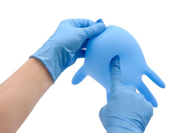 Good Toughness Nitrile Exam Gloves , Surgical Disposable Gloves Acid / Alkali
