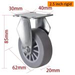 2.5 Swivel Caster Wheels 30kg Plate TPE Rigid Castor Wheel 2625P-53