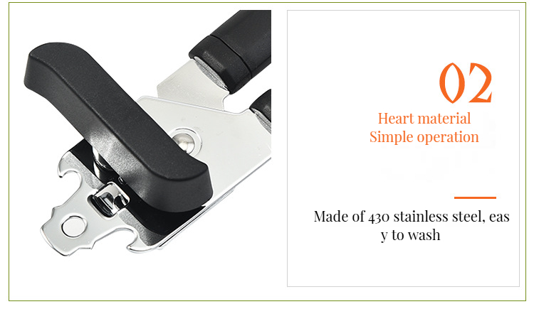 Convenient Household Kitchen Accessory Heavy Duty Manual Can Opener with Plastic Handle