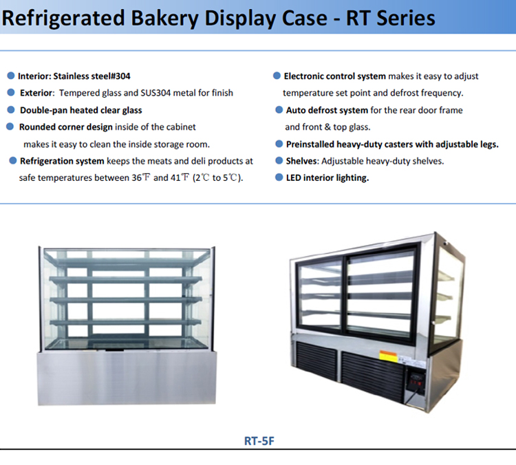 Sliding Door Refrigerated Bakery Display Case 15.5 CU.FT For Pastry