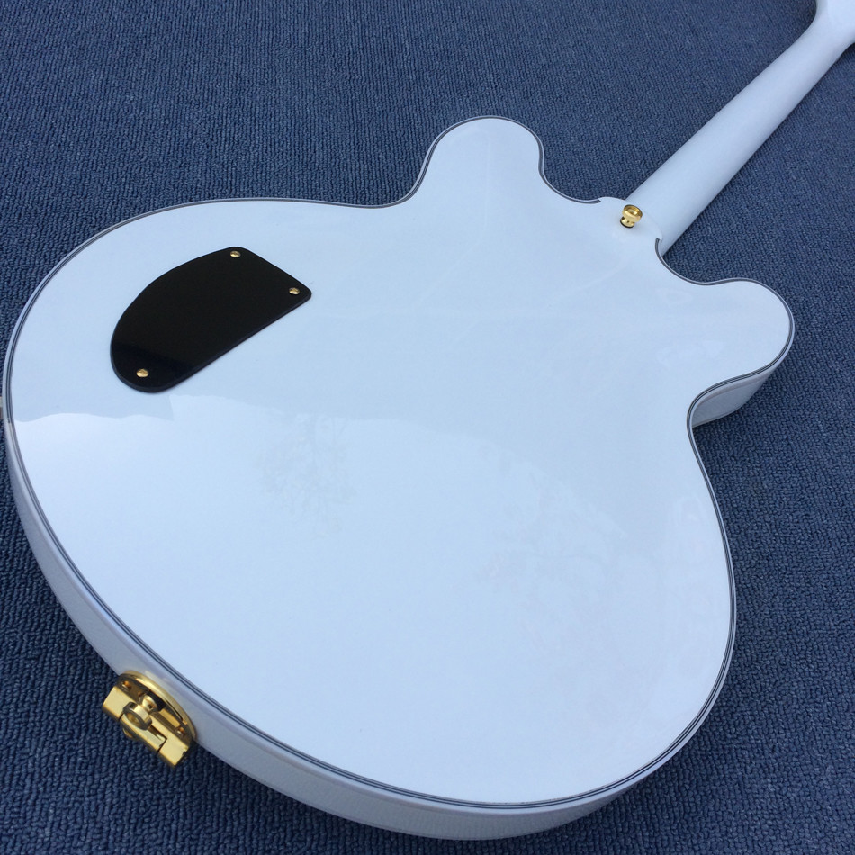 High quality hollow body jazz electric guitar,The White Guitar, the real abalone mother inlaid with the finger plate