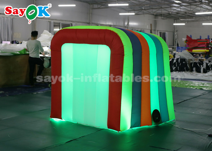 Inflatable Party Tent Rainbow Color LED Light Mini Blow Up Photo Booth For Children SGS ROHS
