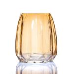 High Fashion "Wave" Top Embossed Smoke Ion Plating Glass Vase