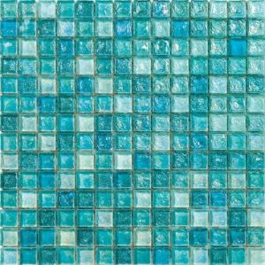 Quality Peacock green water waving glass mosaic tile for your pool wholesale
