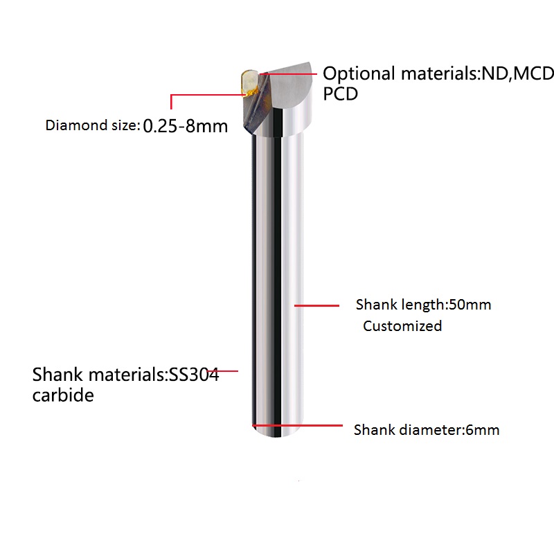 CNC Machine 0.25mm MCD PCD Diamond Milling Tools
