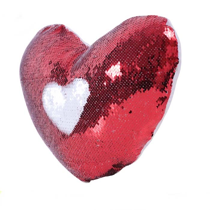 Personalized Heart Shape Sequin Sublimation Pillow Case Sparkling Style