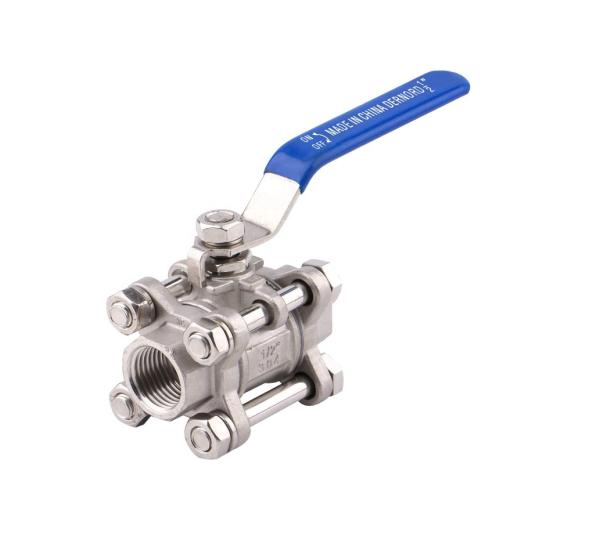 Round Head Ball Valve 1/2 Inch NPT Threaded Stainless Steel 304 Female 3 Piece