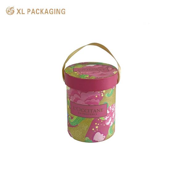 Cheap Pink Cosmetic Paper Tube Face Cream Paper Cylinder Packaging With Ribbon Handle for sale