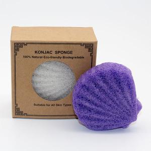Quality Purple Vegetable Fiber Shell Shaped Sponge 100% Pure Natural Konnyaku Sponge wholesale