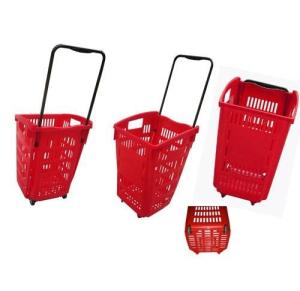 Quality 2 Wheels Plastic Rolling Shopping Basket For Supermarket Storage Used wholesale