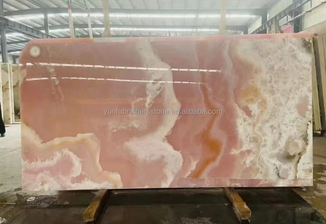 Matt Surface Finishing Modern Pink Onyx Stone for Table and Wall Application