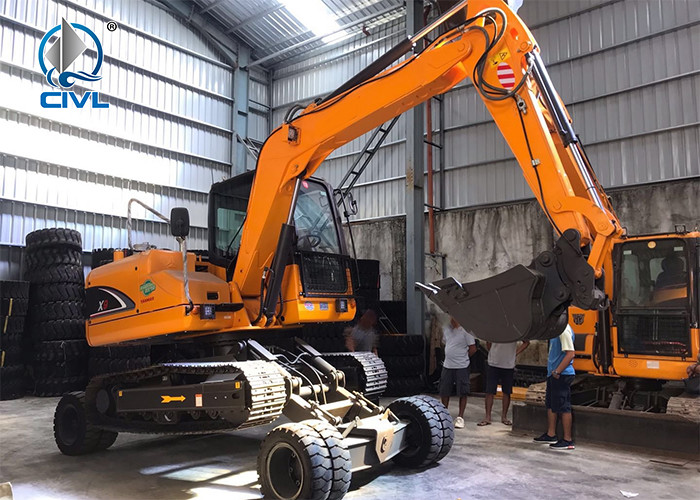 X9 Breaker Wheel Crawler Excavator And Clamp Yellow Colour