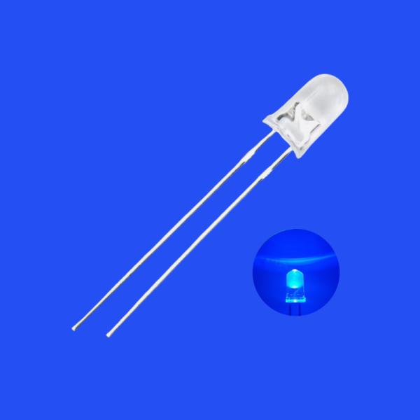 5mm 1.5Hz 1/6 Duty Cycle Blue Color 460-470nm 500-1000mcd Round Head Long LED
