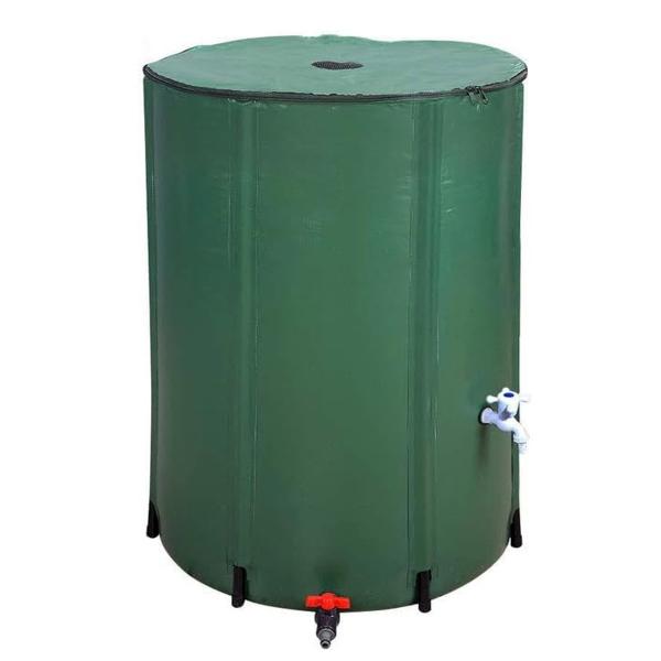 Green 100 Gallon Collapsible PVC Rain Barrel 500D/1000D Portable Water Storage