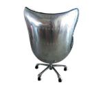 Vintage Style Aviator Chair Aluminum Cowhide Office Egg Chair - Swivel - Casters