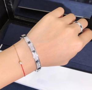 Quality Factory Custom Fine Jewelry 18k White Ogold LOVE Bracelet, Diamond-Paved, Ceramic Bracelet wholesale