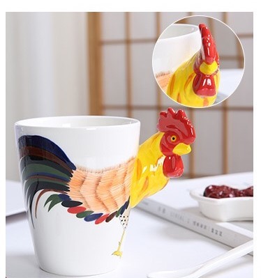 Rooster 9cmx11cm Cafe Store 3D Ceramic Mugs