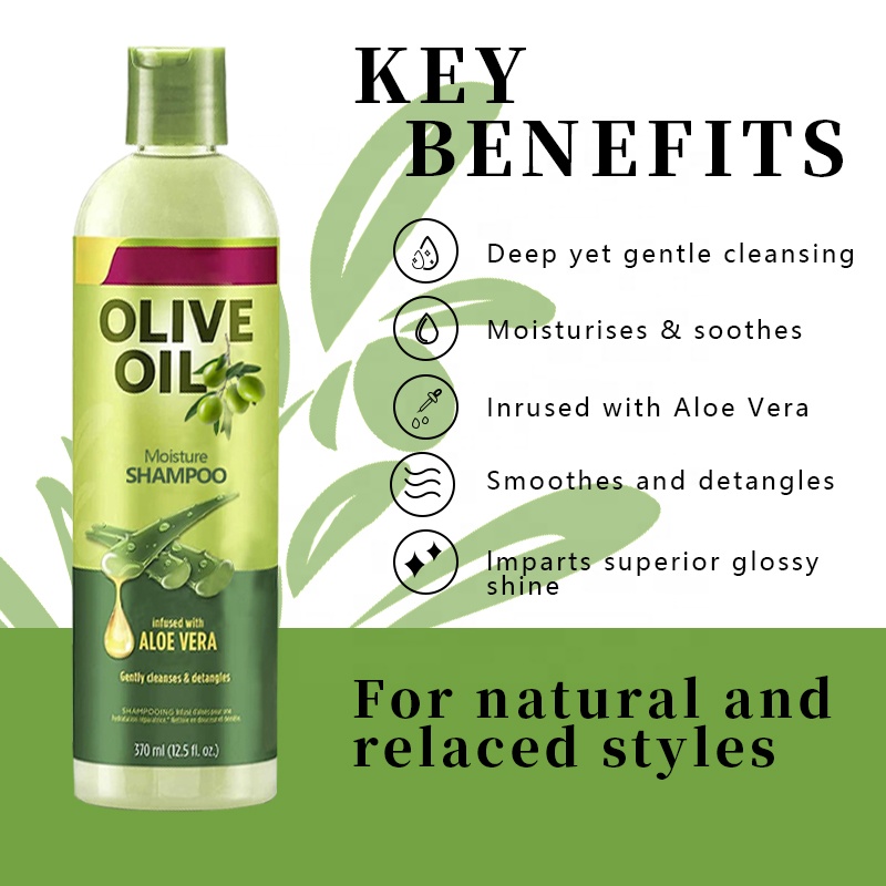 Organic Olive Oil Aloe Vera Shampoo and Conditioner Set for Curly Hair Care Products