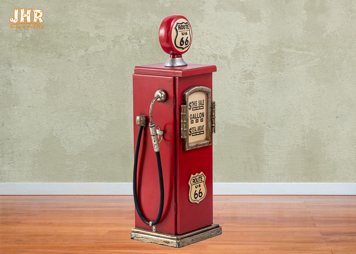 MDF CD DVD Storage Rack Decorative Wooden Cabinet Wood Floor Cabinet Gas Pump Red Color