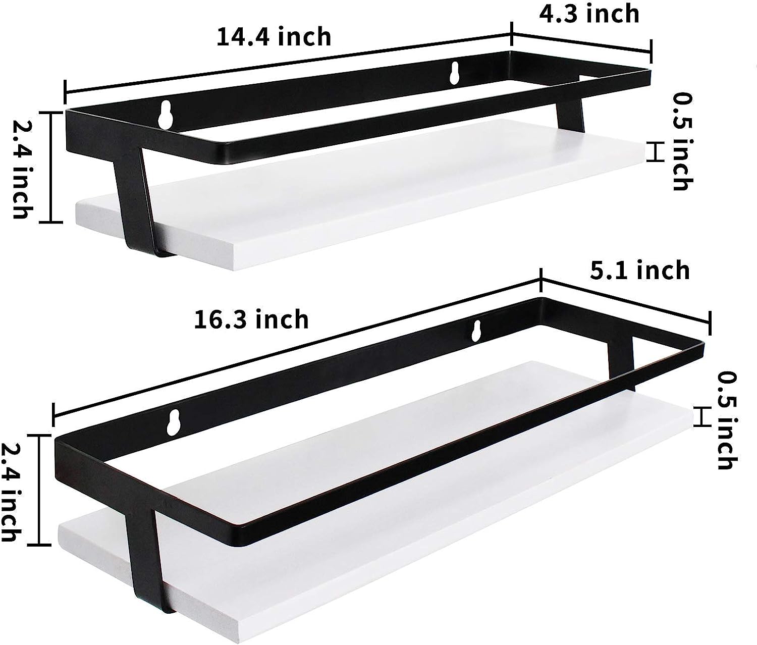 Metal Frame Bathroom Wall Shelf Powder Coated Wood Storage Shelves for Kitchen Decor