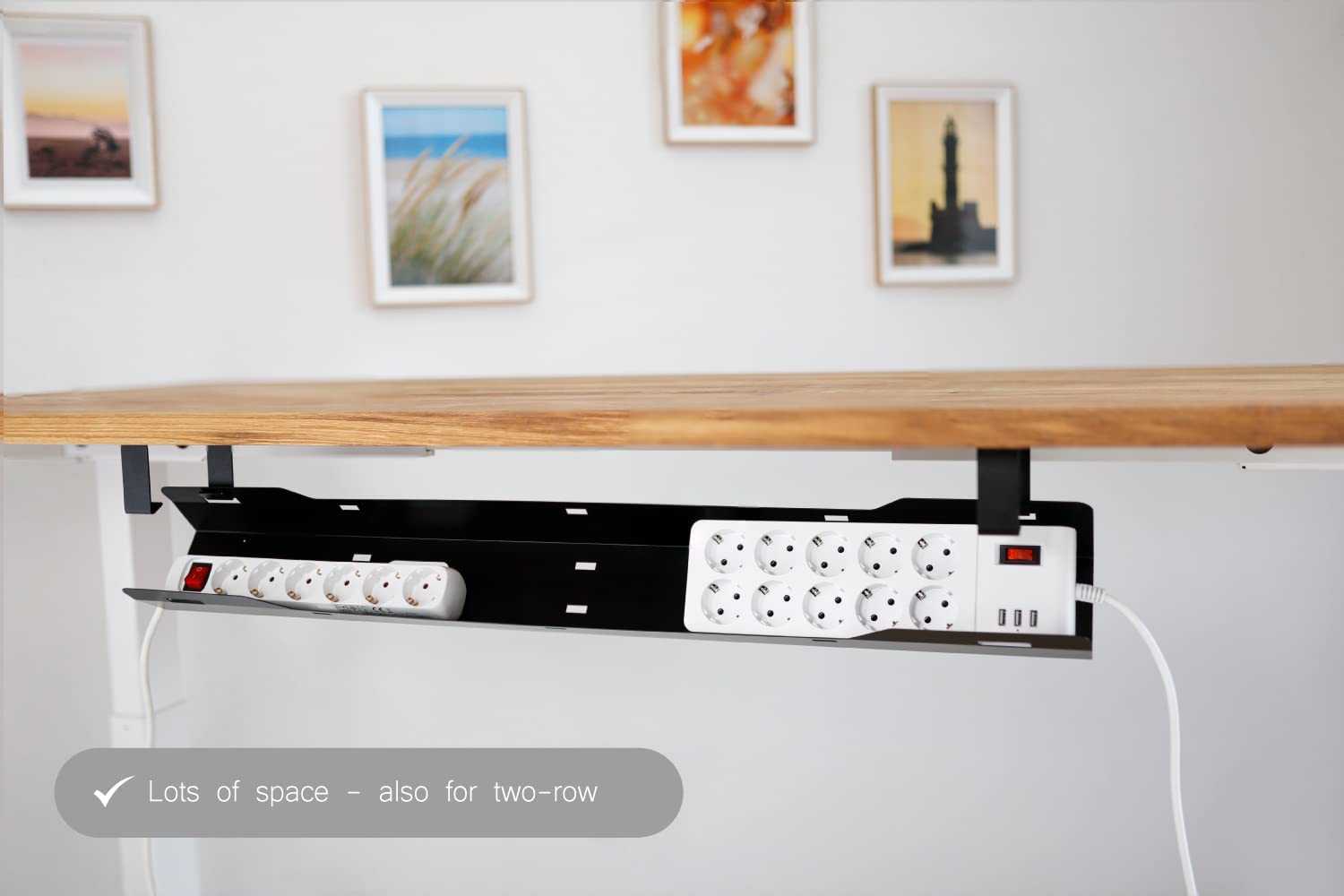Organized Extension Block Storage Under Desk with 50*10*10cm Rectangle Cable Basket
