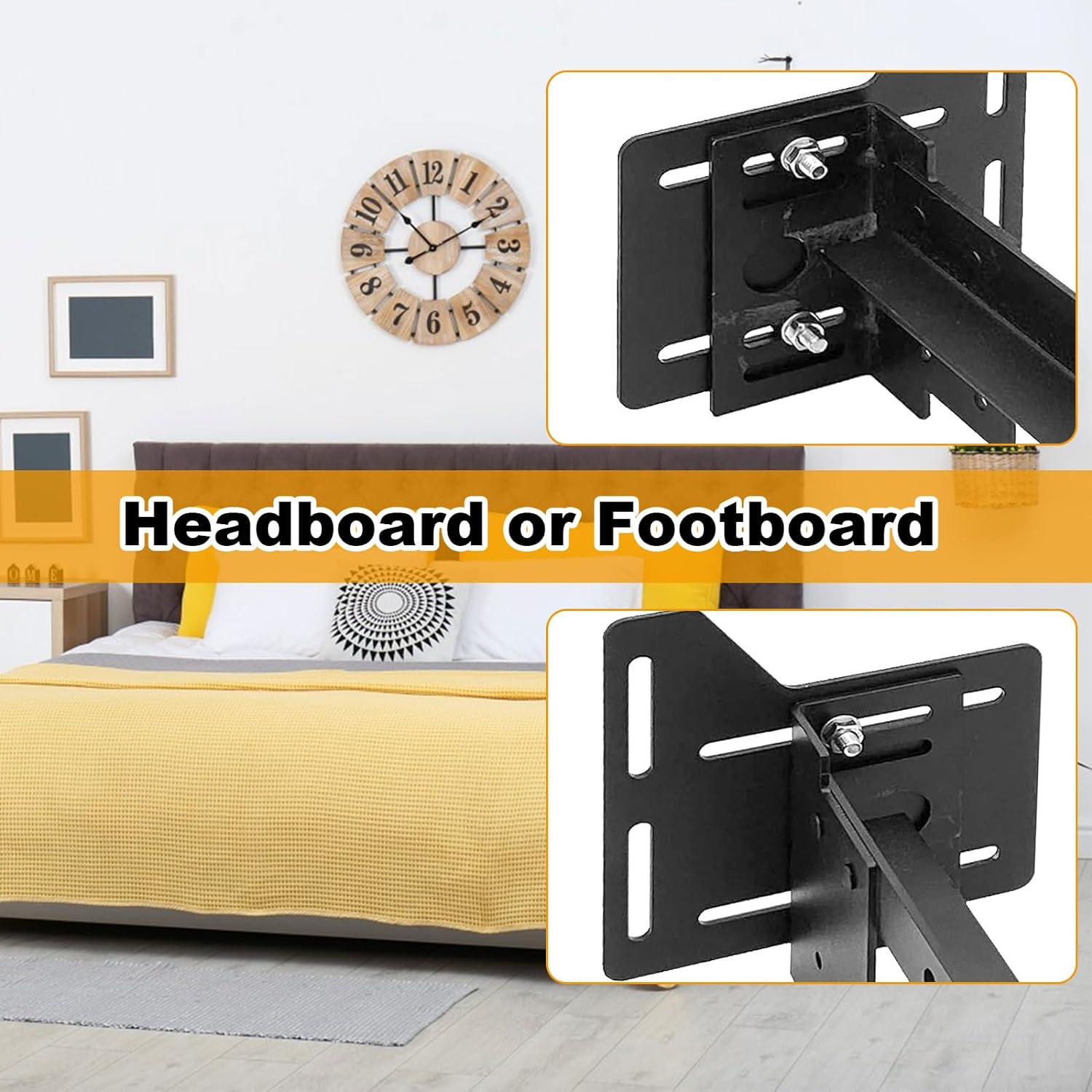 Extra Heavy Duty Bed Modification Plate with Carbon Steel Bed Frame Brackets Adapter