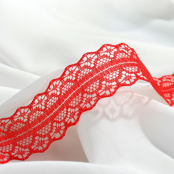 French Appliques Guipure Fabrics Bridal Cotton Embroidery Macaron red color Lace