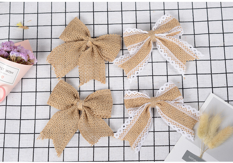 Factory Stock Linen Lace Bow Jewelry Decoration Gift Packaging Handmade Bow