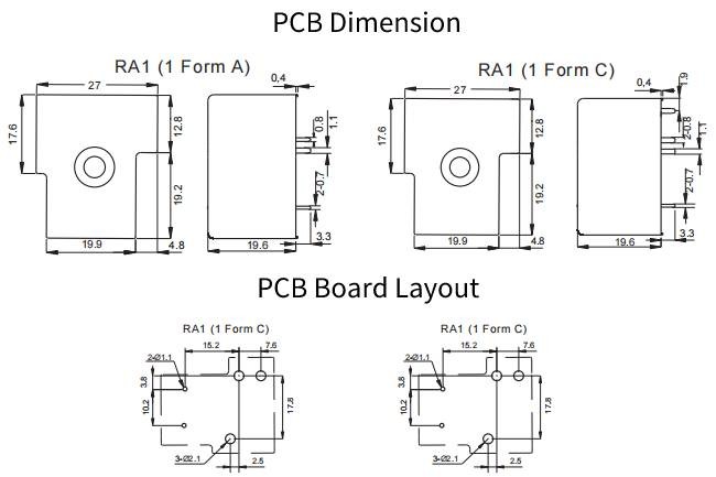 12V DC 20 Amp 5 Pin Relay SPDT Withstanding Power 1W PCB Mount