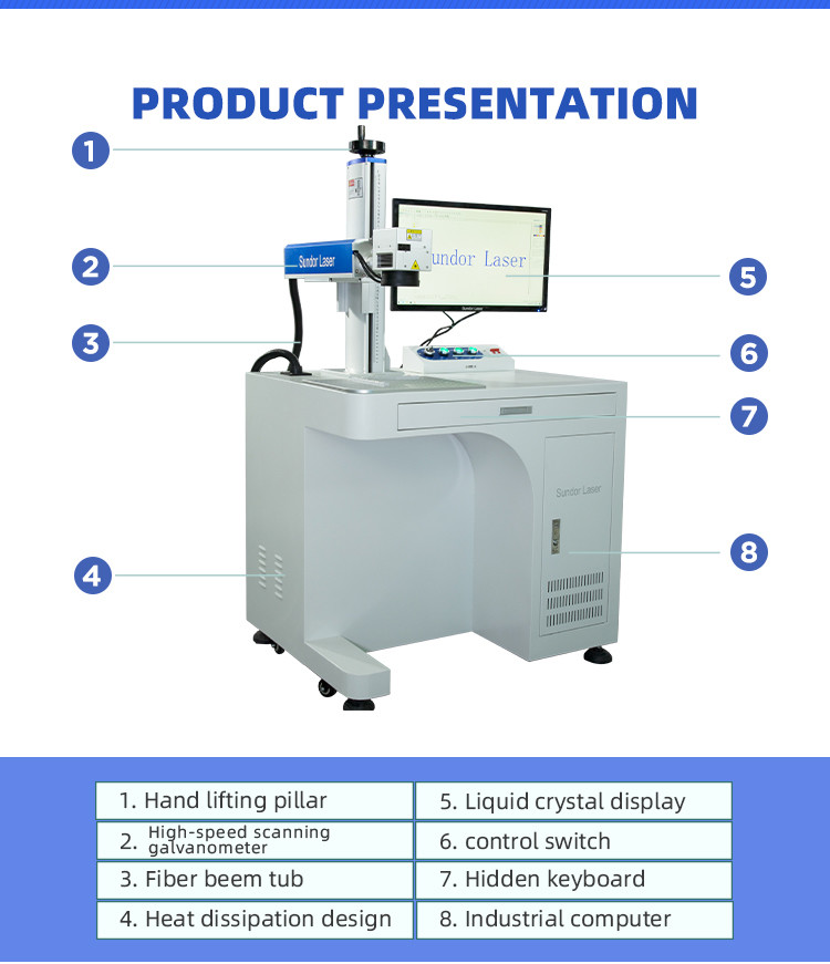 Full Closed Cabinet Fiber Laser Marking Machine For Hardware Tools / Kitchen Knives / Bottles