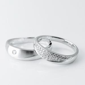 Quality Pure Color Diamond Textured White Gold Wedding Bands For Couples wholesale