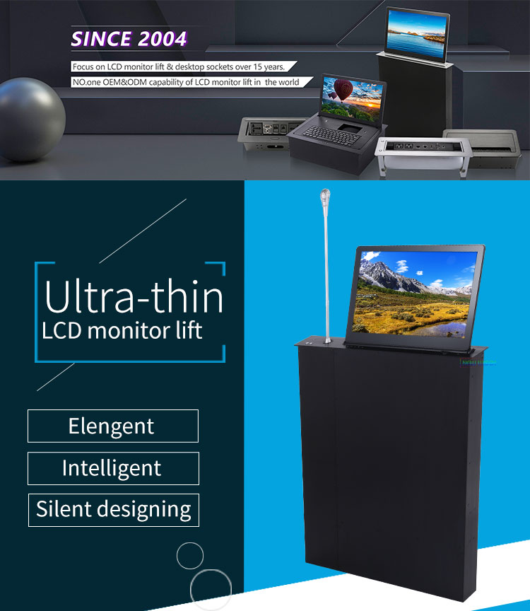 18.4 Inch LCD FHD Hidden Monitor Lift Computer System With Microphone