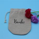 Customized Christmas Jute Bags , Durable Logo Printing Jute Drawstring Pouch