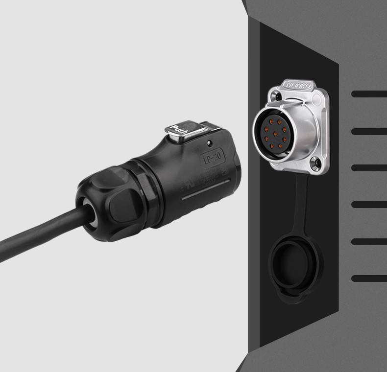 LP20 9pin Circular Signal Connector with IP65/IP67 Waterproof PBT Material Auto Connector